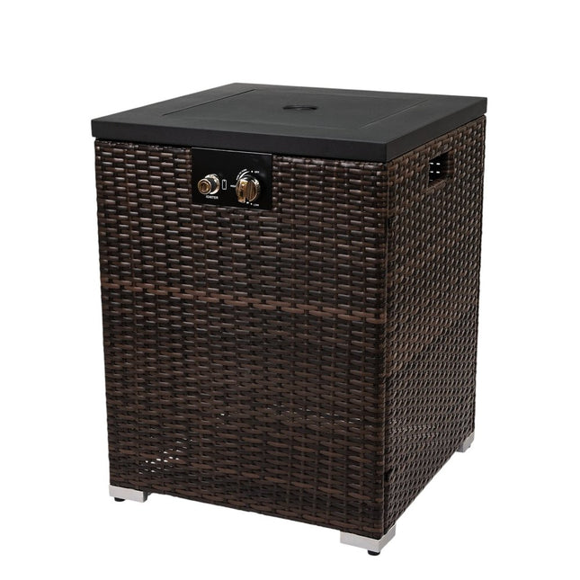 50000 BTU 22" Brown Wicker Propane Rectangular Fire Pit