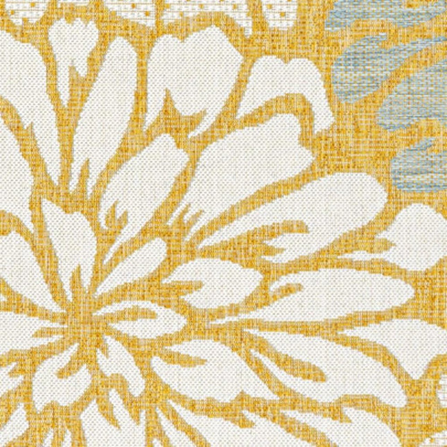 9' X 12' Yellow And Cream Floral Indoor Outdoor Area Rug HomeRoots