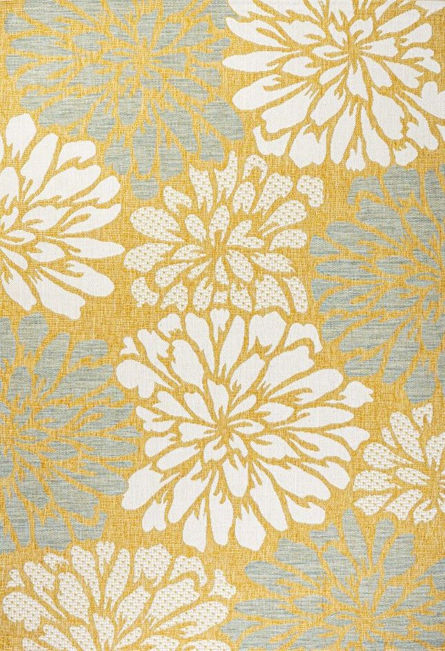 9' X 12' Yellow And Cream Floral Indoor Outdoor Area Rug HomeRoots
