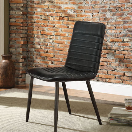 ACME 70422 Hosmer Side Chair (Set-2), Black Top Grain Leather & Antique Black