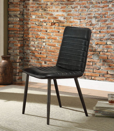ACME 70422 Hosmer Side Chair (Set-2), Black Top Grain Leather & Antique Black ACME Furniture