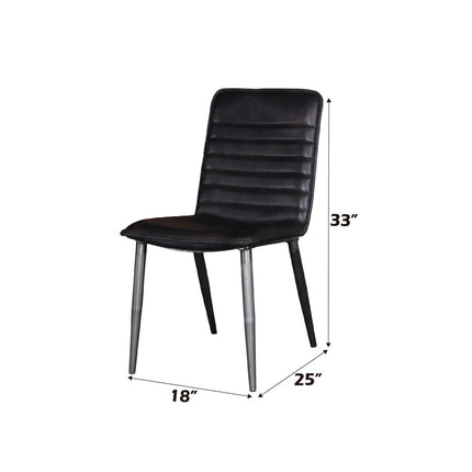 ACME 70422 Hosmer Side Chair (Set-2), Black Top Grain Leather & Antique Black