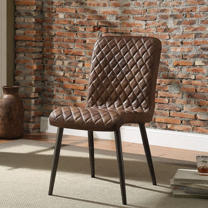 ACME 70423 Millertton Side Chair (Set-2), Vintage Chocolate Top Grain Leather & Antique Black