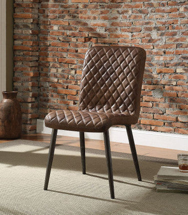 ACME 70423 Millertton Side Chair (Set-2), Vintage Chocolate Top Grain Leather & Antique Black ACME Furniture
