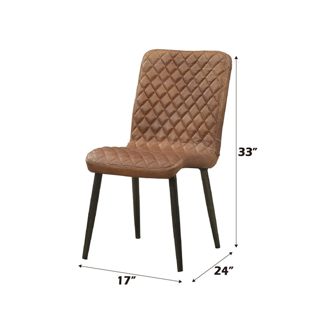ACME 70423 Millertton Side Chair (Set-2), Vintage Chocolate Top Grain Leather & Antique Black