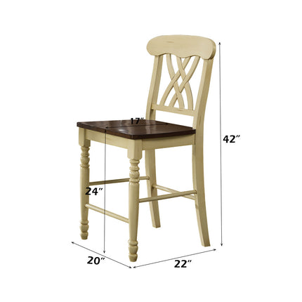 ACME 70432 Dylan Counter Height Chair (Set-2), Buttermilk & Oak