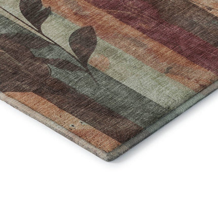 9' X 12' Terra Cotta And Sage Floral Washable Area Rug With UV Protection HomeRoots