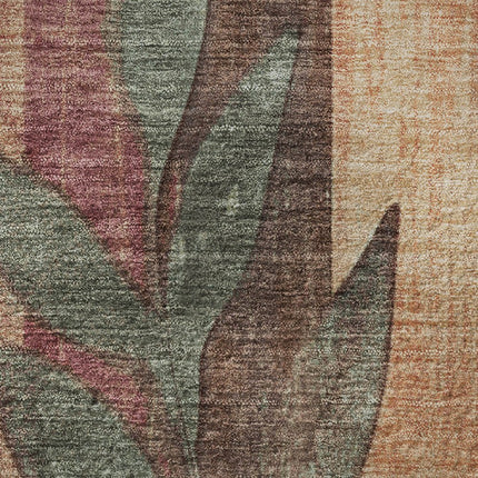 9' X 12' Terra Cotta And Sage Floral Washable Area Rug With UV Protection HomeRoots