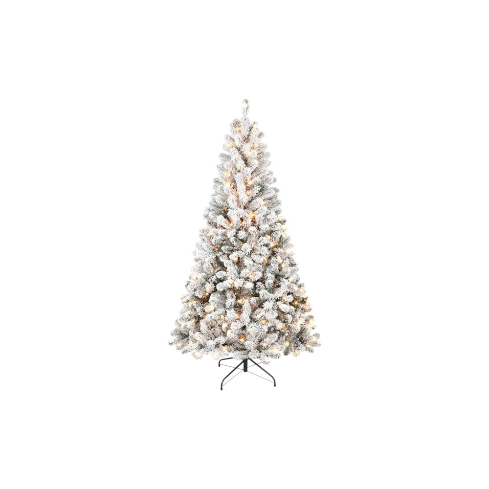 5' Pre Lit Full Flocked Spruce Christmas Tree