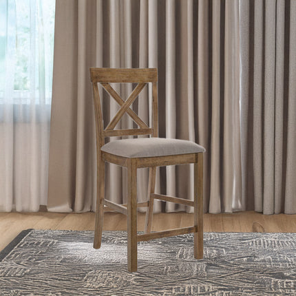 ACME 70832 Martha II Counter Height Chair (Set-2), Tan Linen & Weathered Oak