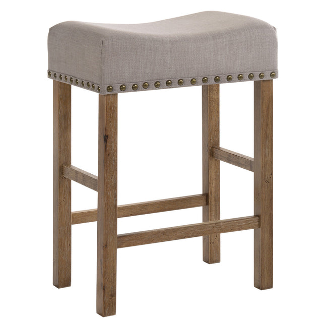 ACME 70833 Martha II Counter Height Stool (Set-2), Tan Linen & Weathered Oak