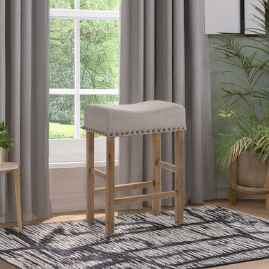 ACME 70833 Martha II Counter Height Stool (Set-2), Tan Linen & Weathered Oak ACME Furniture
