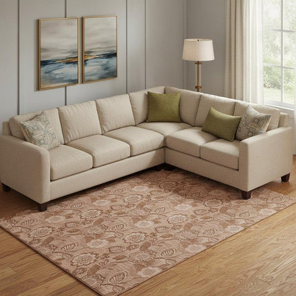 9' X 12' Terra Cotta And Copper Floral Washable Area Rug With UV Protection HomeRoots