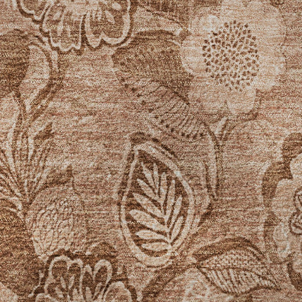 9' X 12' Terra Cotta And Copper Floral Washable Area Rug With UV Protection HomeRoots