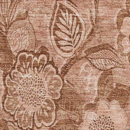 9' X 12' Terra Cotta And Copper Floral Washable Area Rug With UV Protection HomeRoots