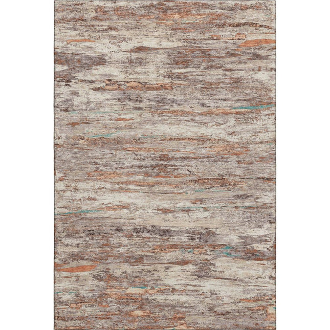 9' X 12' Terra Cotta Beige And Teal Abstract Washable Area Rug With UV Protection