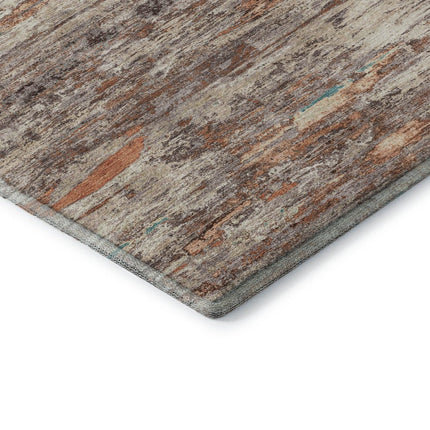 9' X 12' Terra Cotta Beige And Teal Abstract Washable Area Rug With UV Protection HomeRoots