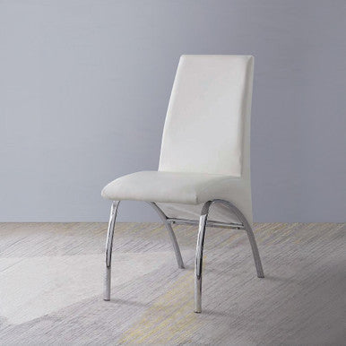 ACME 71107 Pervis Side Chair (Set-2), White PU & Chrome ACME Furniture