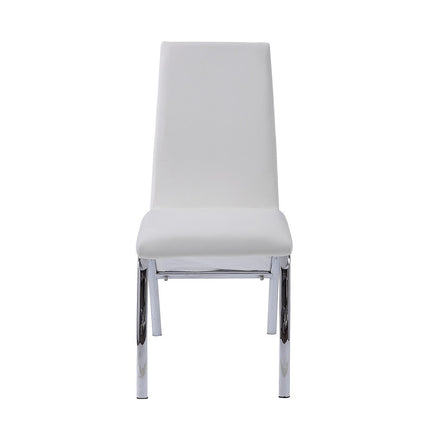 ACME 71107 Pervis Side Chair (Set-2), White PU & Chrome