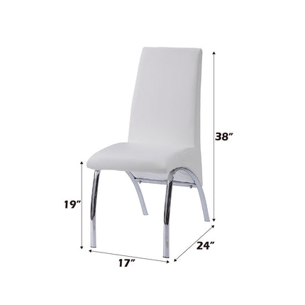 ACME 71107 Pervis Side Chair (Set-2), White PU & Chrome
