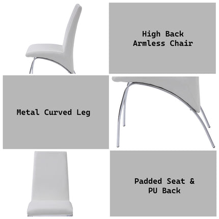 ACME 71107 Pervis Side Chair (Set-2), White PU & Chrome