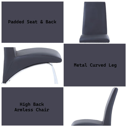 ACME 71112 Pervis Side Chair (Set-2), Black PU & Chrome