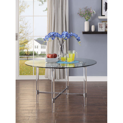 ACME 71180 Daire Dining Table, Chrome & Clear Glass (1Set/2Ctn)