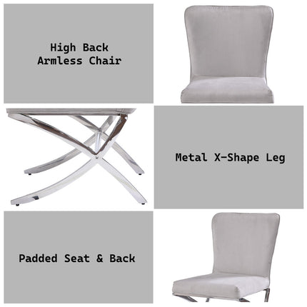 ACME 71182 Daire Side Chair (Set-2), Velvet & Chrome