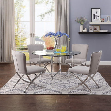 ACME 71182 Daire Side Chair (Set-2), Velvet & Chrome