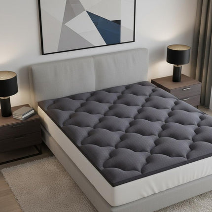 2" Dark Gray Cotton Extra Long Twin Mattress Topper