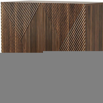 32" Brown Wood Carved Geometric Sideboard With Two Doors HomeRoots