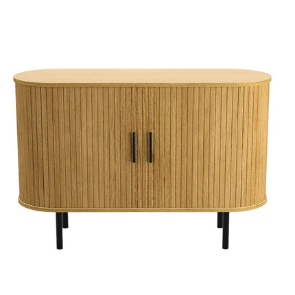 47" Natural Wood Sideboard With Two Sliding Doors HomeRoots