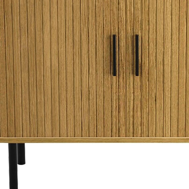 47" Natural Wood Sideboard With Two Sliding Doors HomeRoots
