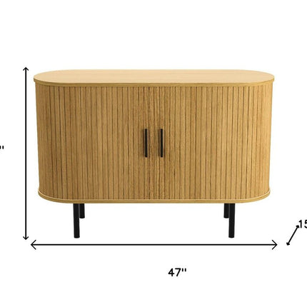 47" Natural Wood Sideboard With Two Sliding Doors HomeRoots