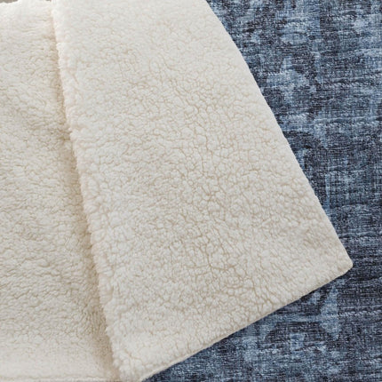 50" X 70" Navy Blue And Gray Damask Polyester Woven Plush Throw Blanket HomeRoots