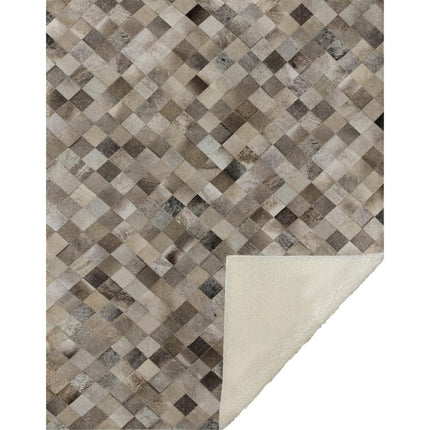 50" X 70" Gray Beige And Black Geometric Microfiber Plush Throw Blanket HomeRoots