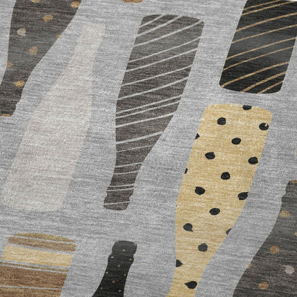 50" X 70" Gray Black And Gold Champagne Bottle Stripe Microfiber Plush Throw Blanket HomeRoots