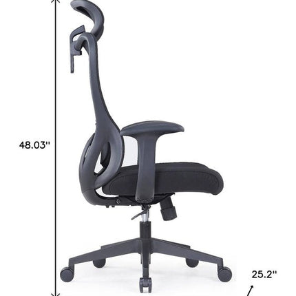 Black Adjustable Height Swivel Rolling Executive Office Chair HomeRoots