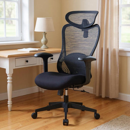 Black Adjustable Height Swivel Rolling Executive Office Chair HomeRoots
