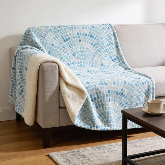 50" X 70" Aqua And Ivory Microfiber Abstract Plush Throw Blanket HomeRoots