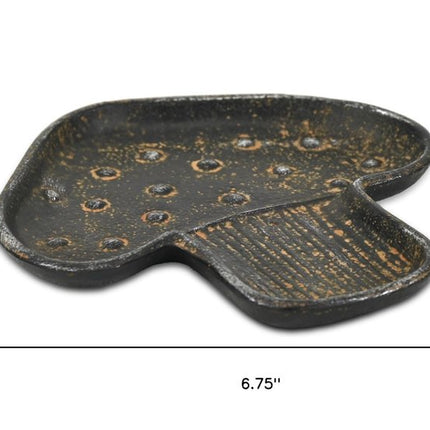 7" Black And Gold Cast Iron Handmade Mushroom Trinket Tray