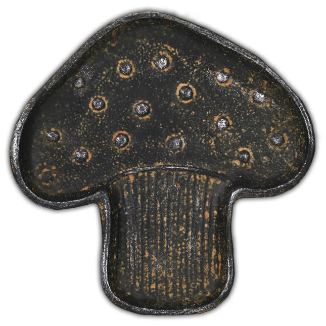 7" Black And Gold Cast Iron Handmade Mushroom Trinket Tray HomeRoots