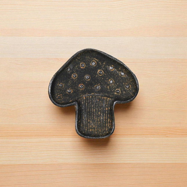 7" Black And Gold Cast Iron Handmade Mushroom Trinket Tray HomeRoots