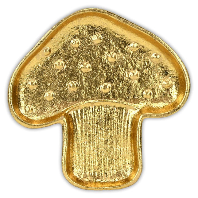 7" Gold Cast Iron Handmade Mushroom Trinket Tray HomeRoots