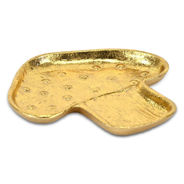 7" Gold Cast Iron Handmade Mushroom Trinket Tray HomeRoots