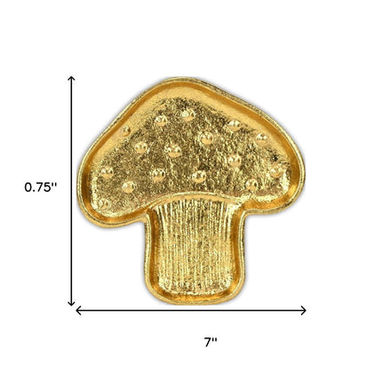 7" Gold Cast Iron Handmade Mushroom Trinket Tray HomeRoots