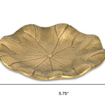 6" Gold Cast Iron Lily Pad Trinket Tray