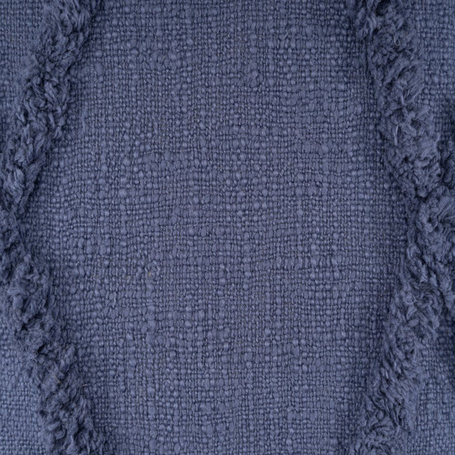 Set of Two 18" Denim Blue And Blue Diamond Cotton Throw Pillow Covers with Tufts And Texture