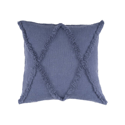 Set of Two 18" Denim Blue And Blue Diamond Cotton Throw Pillow Covers with Tufts And Texture HomeRoots