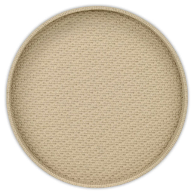 15" Taupe Faux Wicker Round Serving Tray